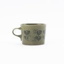 Wooden box mug (Leaves Series sketch cat, green)