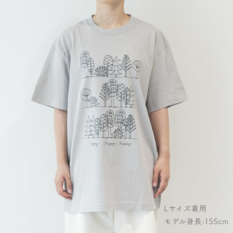 T -shirt (sketch cat and other Leaves Series / Acid Blue)