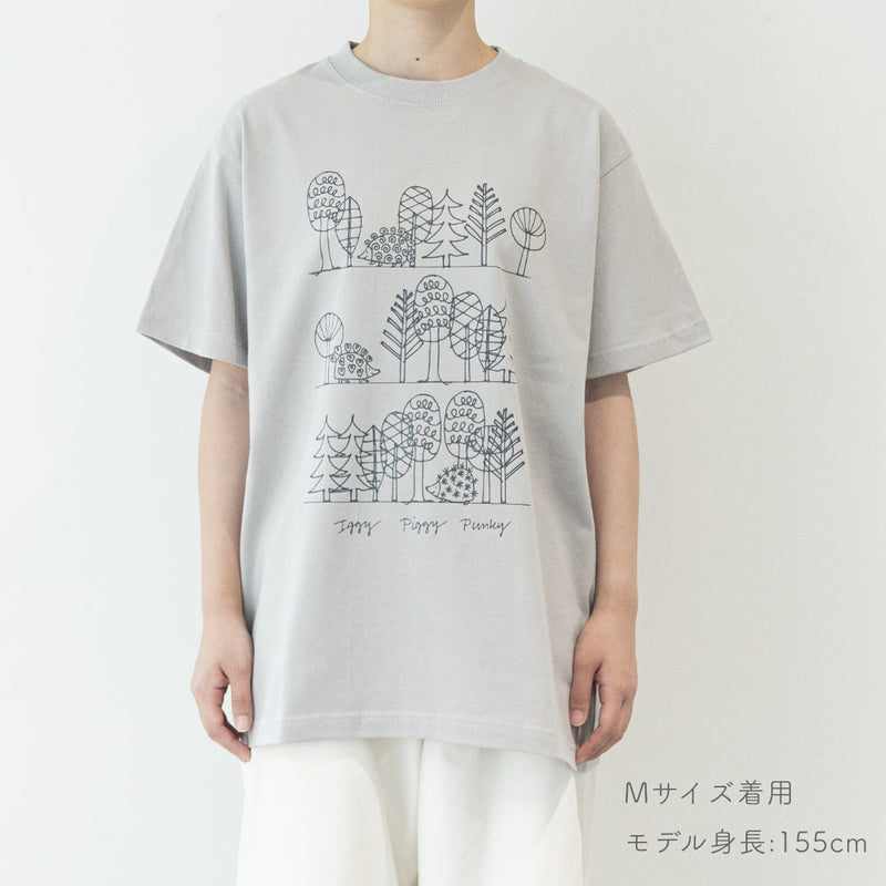 T -shirt (sketch cat and other Leaves Series / Acid Blue)
