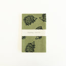 捺染てぬぐい（ハリネズミ三兄弟・緑）