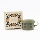 Wooden box mug (Leaves Series sketch cat, green)