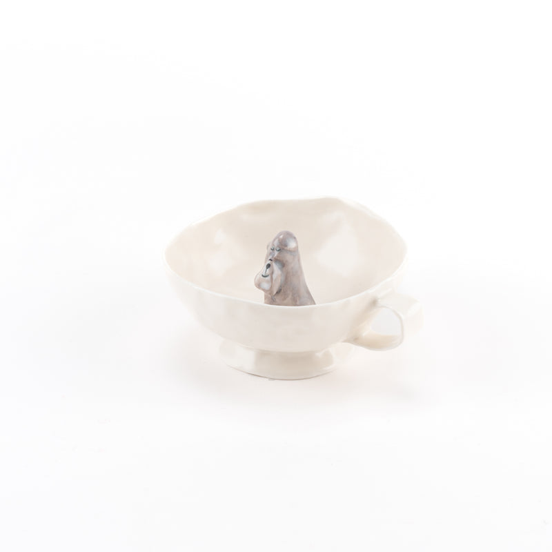 Happiness tea cup (Terrier, Gray, Sayashiya) No.3