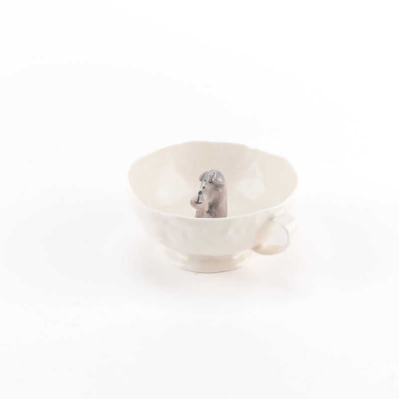 Happiness tea cup (Terrier, Gray, Sayashiya) No.5