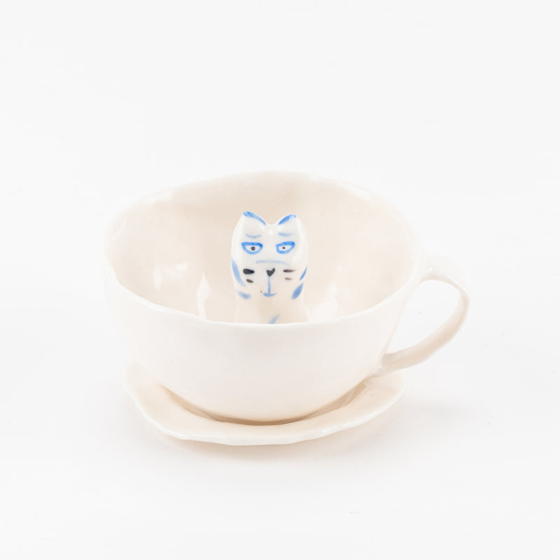 CAT COFFEE CUP (Coffee Cup / Blue Stripe) No.5 Kyoto