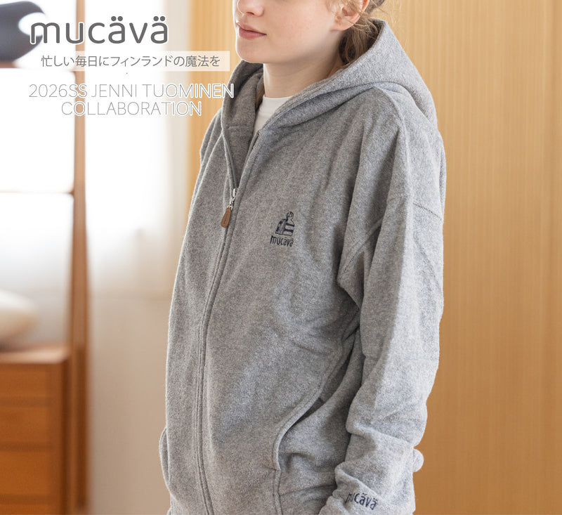 mucava】ニットタオル前開きパーカー(グレー) mucava】ニットタオル前開きパーカー(グレー)
