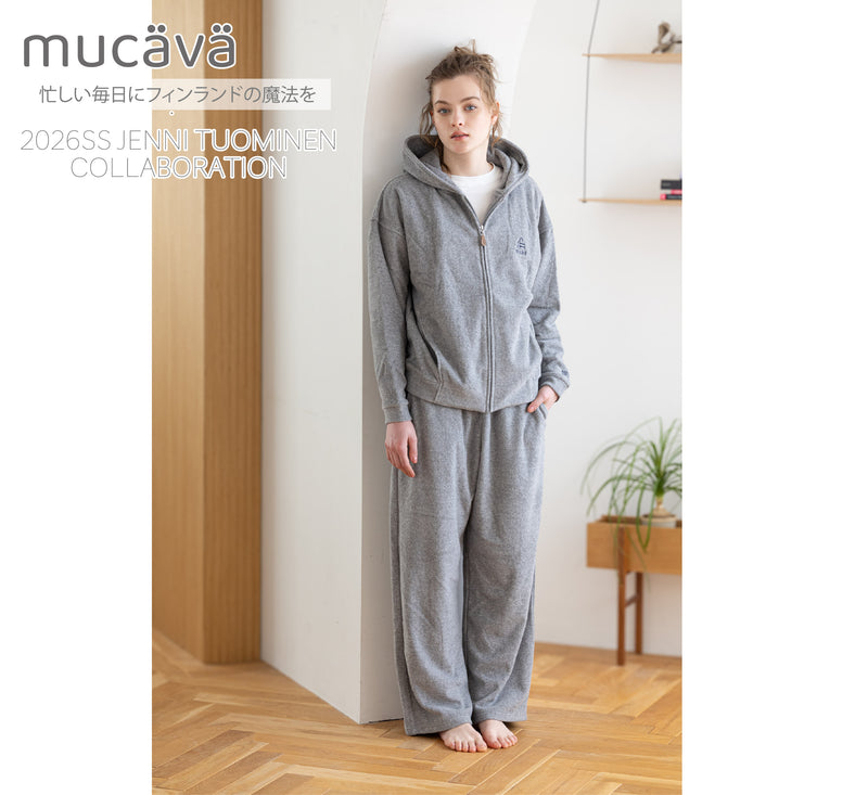 mucava】ニットタオル前開きパーカー（グレー）