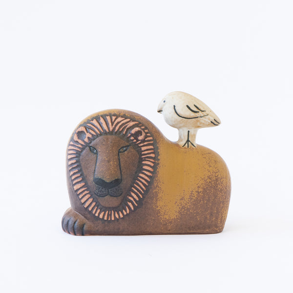 リサラーソン ライオンと鳥 置物 陶器
