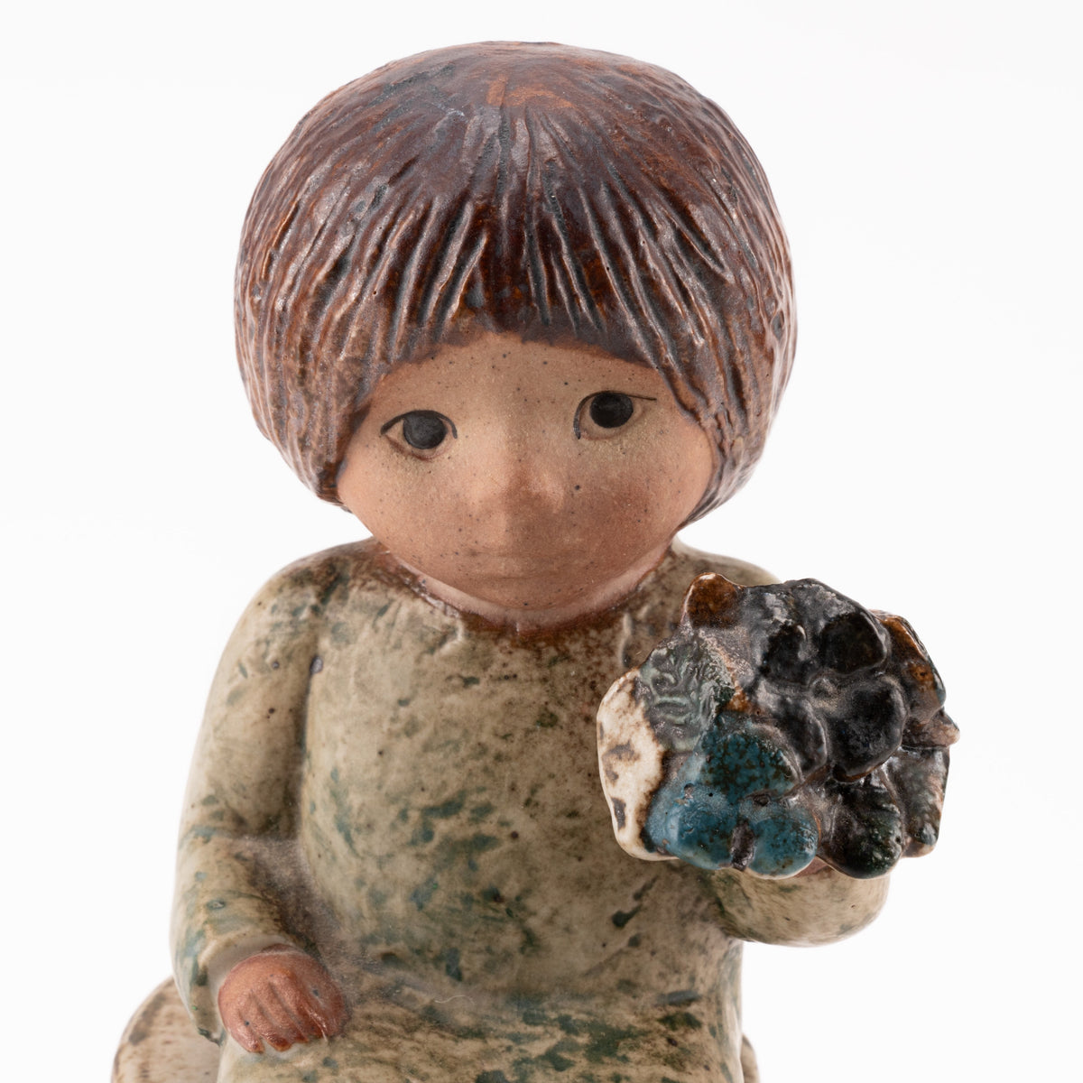 リサラーソン　花を持つ少女 花を持つ少女(1977)グリーン