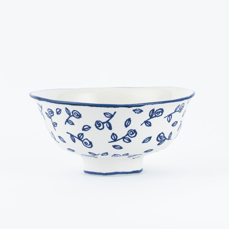 手作り陶芸 青い薔薇丼 薔薇とごはんの日々（大）