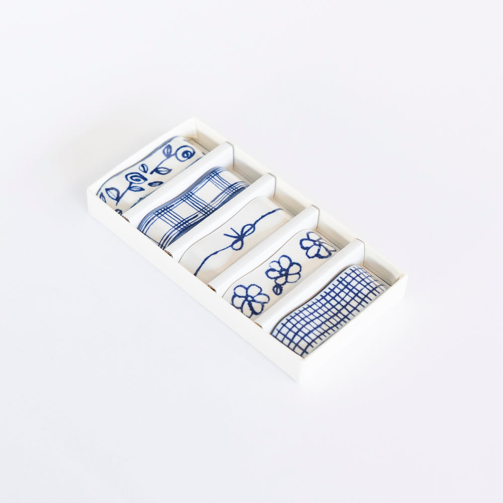 箸置き4点 DOLKFISK ドルクフィスク 箸置き 4点セット, 模様入り/ブルー - IKEA