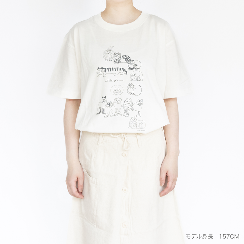 Tシャツ（スケッチねこ・バニラホワイト）