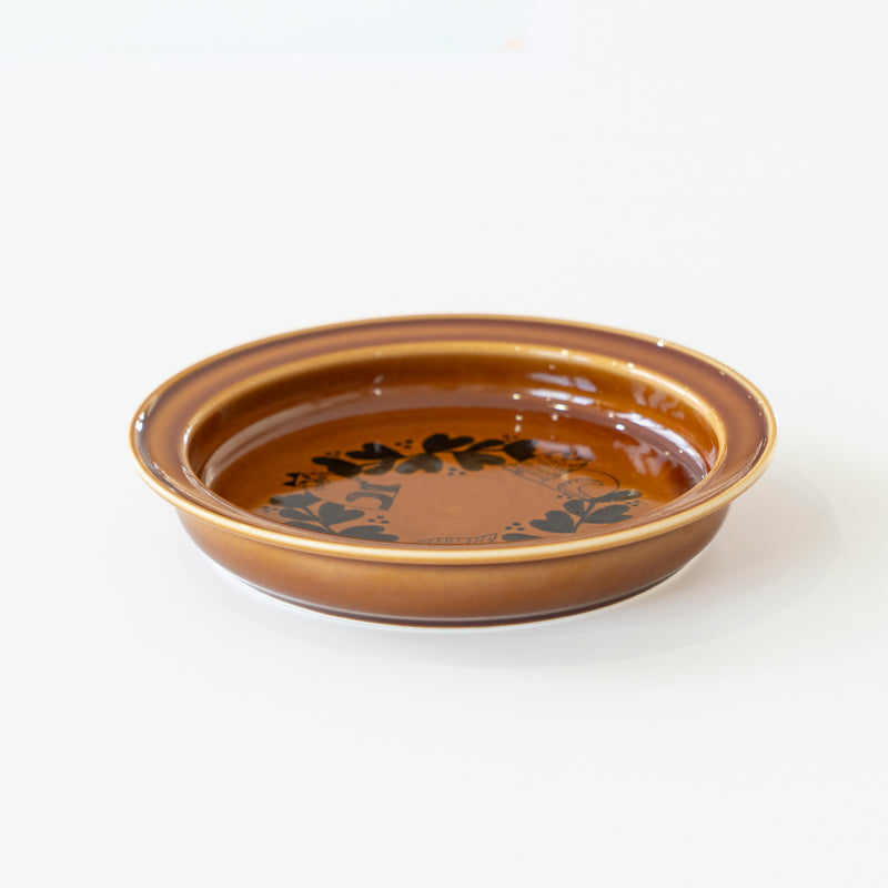すくいやすいカレー皿（Leaves series スケッチねこたち・ブラウン）