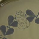 すくいやすいカレー皿（Leaves series スケッチねこたち・グリーン）