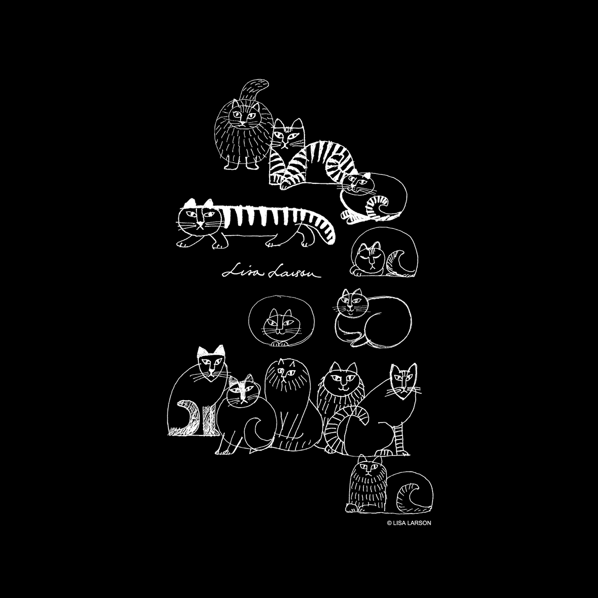 Tシャツ（スケッチねこ・ブラック）