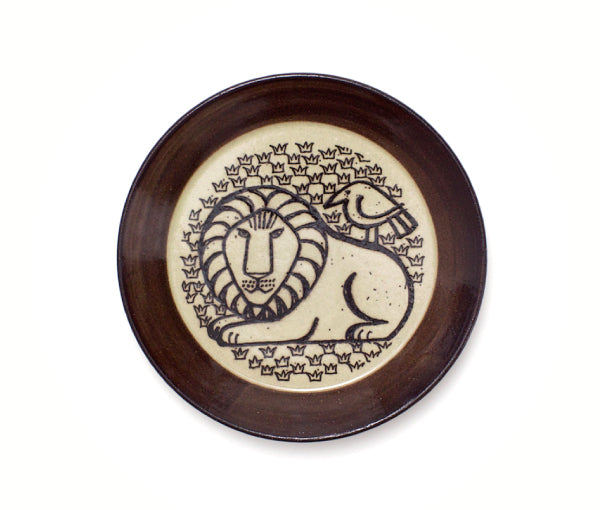 Play plate lion and bird [Mashiko ware]