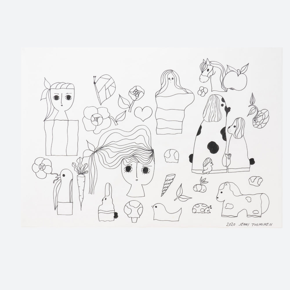 絵画　絵　振り返り　デッサン　スケッチ　鉛筆画　美術品　アート 石原さとみ、三澄ミコト先生 和紙に鉛筆で描画 ハガキサイズ