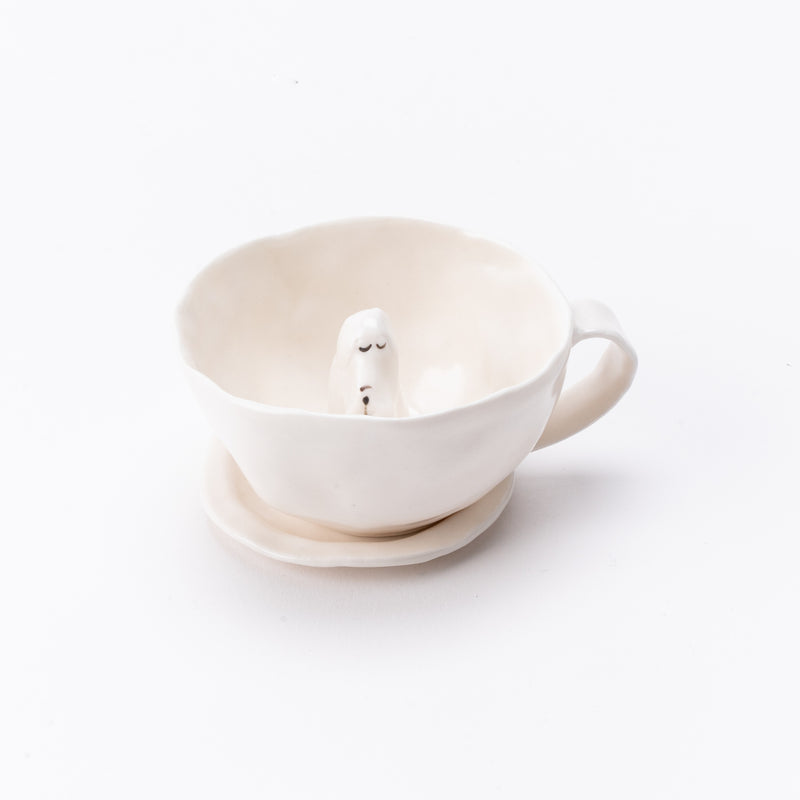 Coffee cup with a happy (Terrier White, Sayashiya) No.20