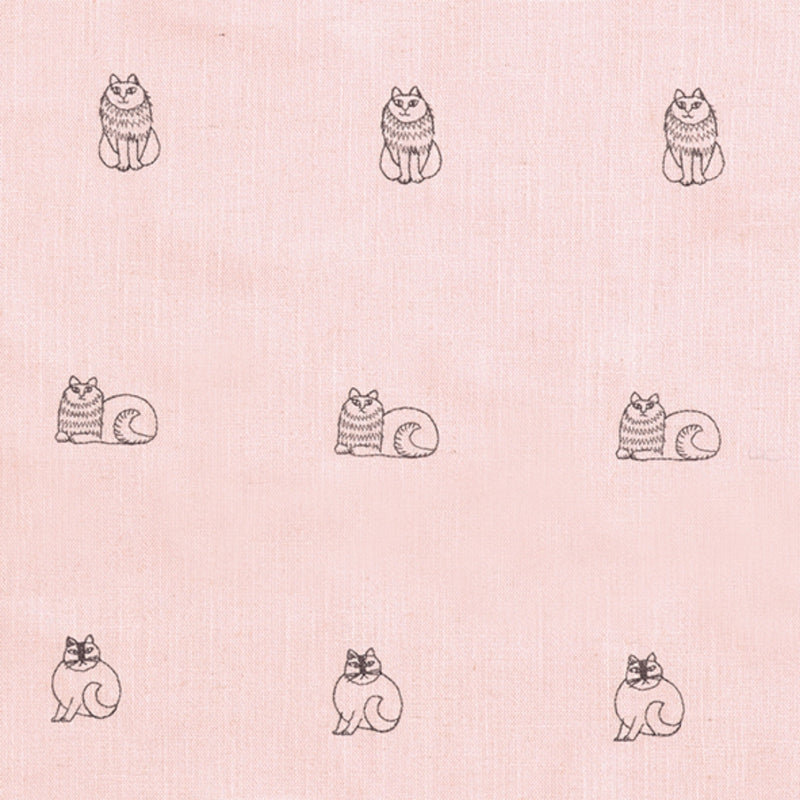 Embroidery curtain (sketch cats, gray, hemp mixed)