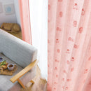 刺繡窗簾（素描貓，粉紅色，大麻混合）