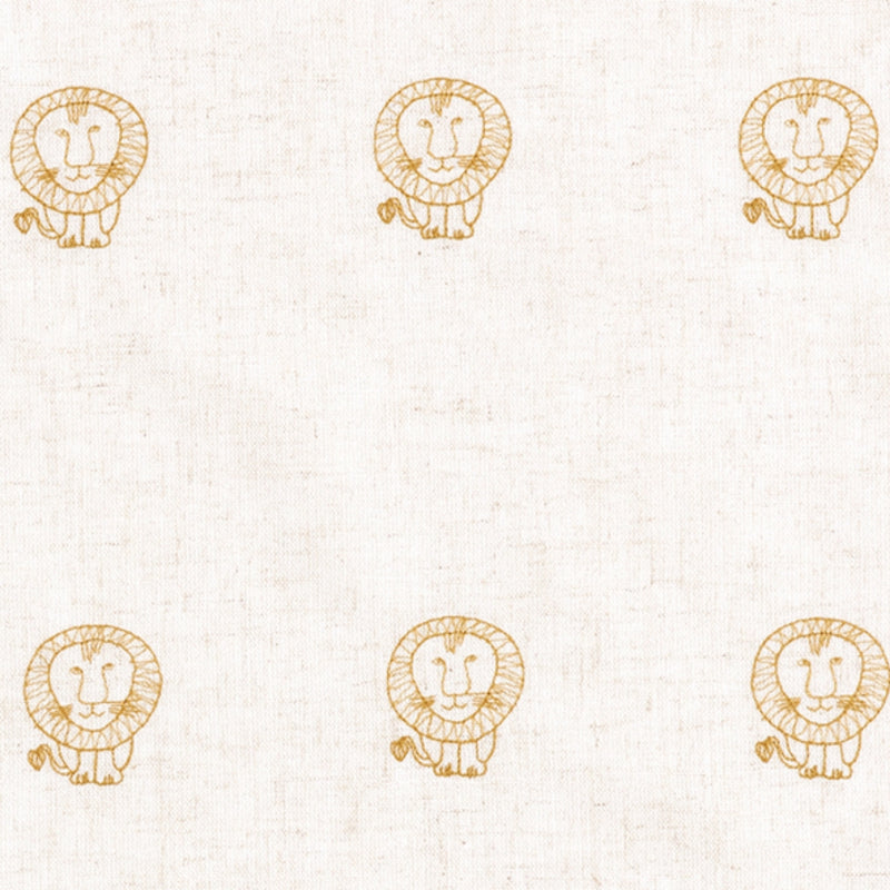Embroidery curtain (lion, yellow, hemp mixed)