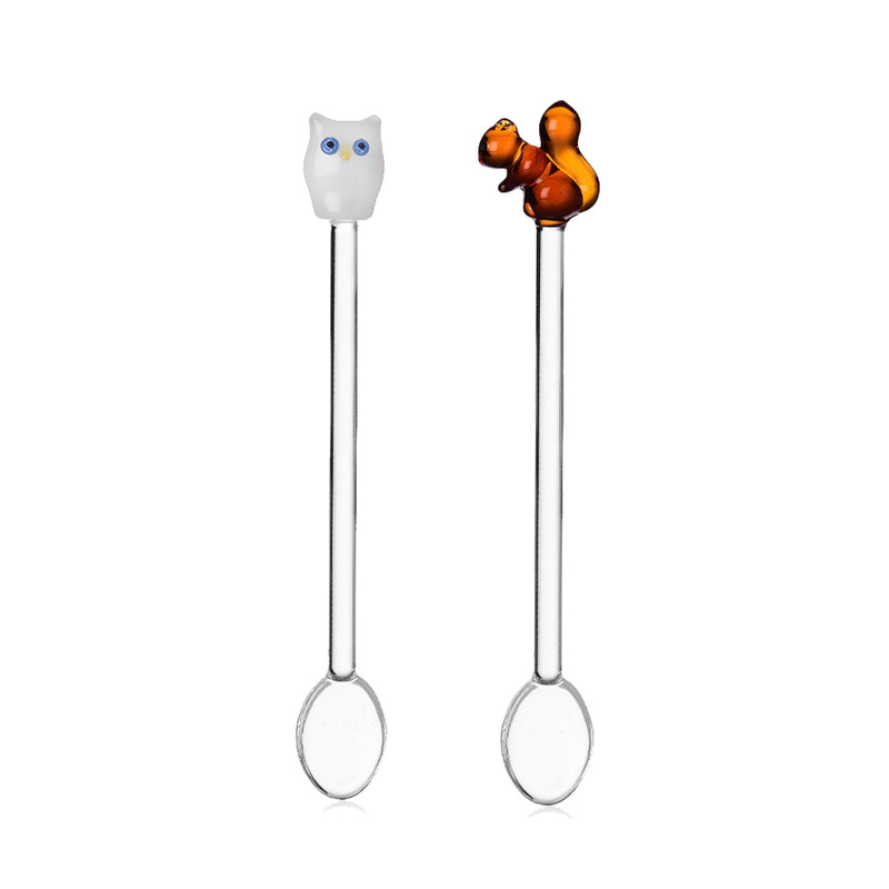 Owl and squirrels spoon set